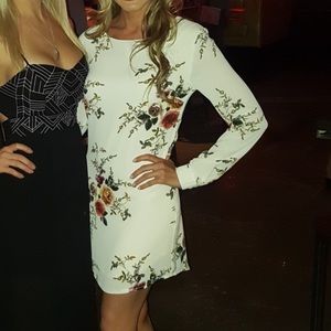 White Floral Long Sleeve Showpo Dress - Size 0